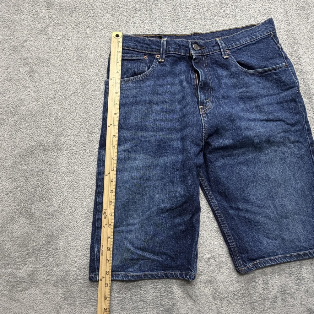 Levi's 569 Denim‎ Shorts Mens Measured 33x12 Blue Loose 5 Pocket Zip Fly Stretch - Picture 5 of 9